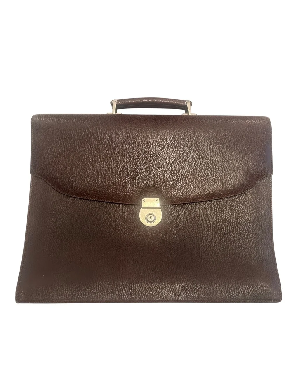 Barney’s New York Brown Pebbled Leather Briefcase